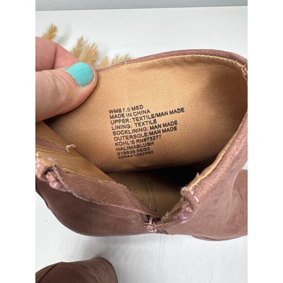 Lauren Conrad Pink Faux Suede Platform Ankle Boots Size 7.5 Stacked Chunky Heel - Picture 8 of 11